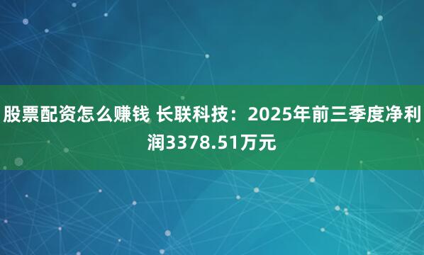 股票配资怎么赚钱 长联科技：2025年前三季度净利润3378.51万元
